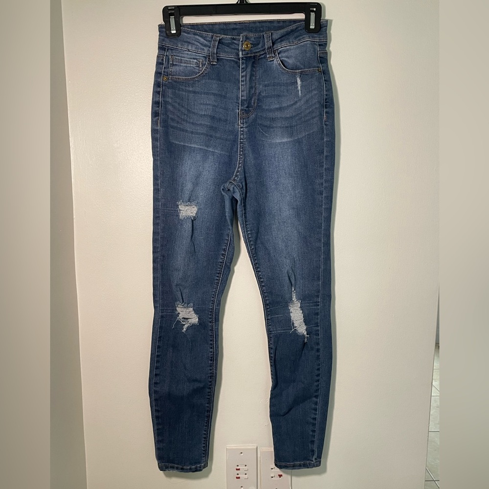 High Rise Blue Skinny Jeans